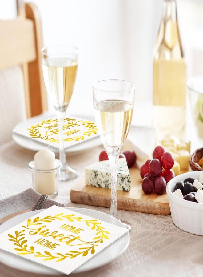 JarThenaAMCS مناديل ورقية للاستخدام مرة واحدة من JarThenaAMCS، 50 قطعة، بتصميم سنابل قمح ذهبية اللون، هدية مثالية للمنزل الجديد، مثالية لحفلات الانتقال إلى منزل جديد. - Image 5